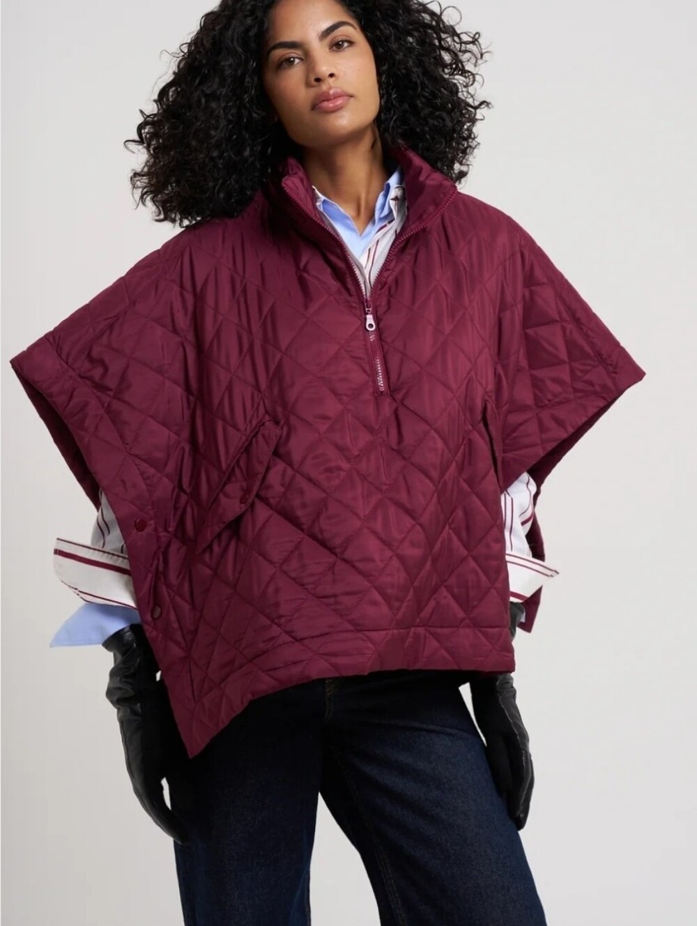 Echo Quilted Poncho - Winter Berry. OS NWT
